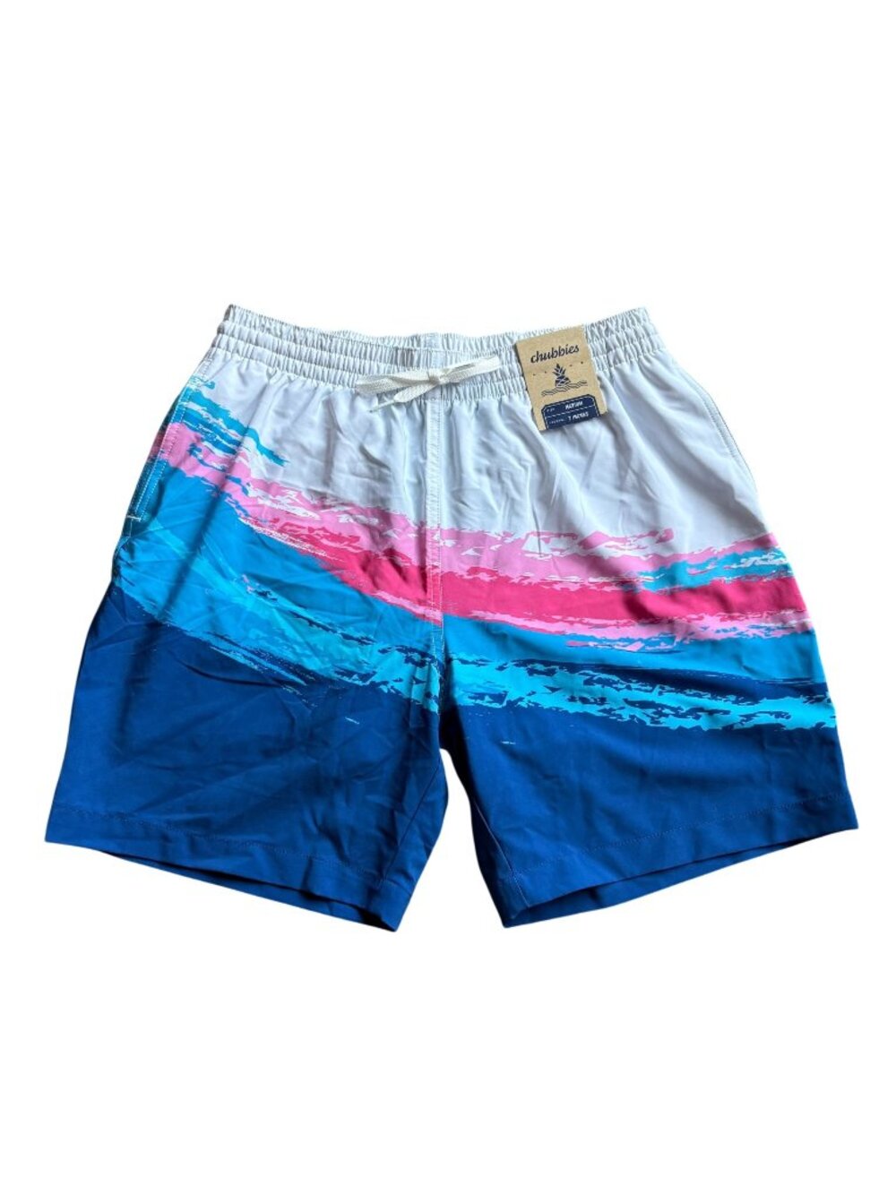 CHUBBIES Mens Swim Shorts Trunks Medium 7" NWT Pink Blue